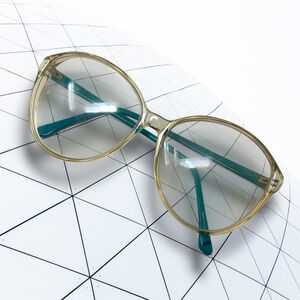 Vintage 80's Jazz 2 Teal/Clear Avant Garde Eyeglasses Frames Only Hong Kong
